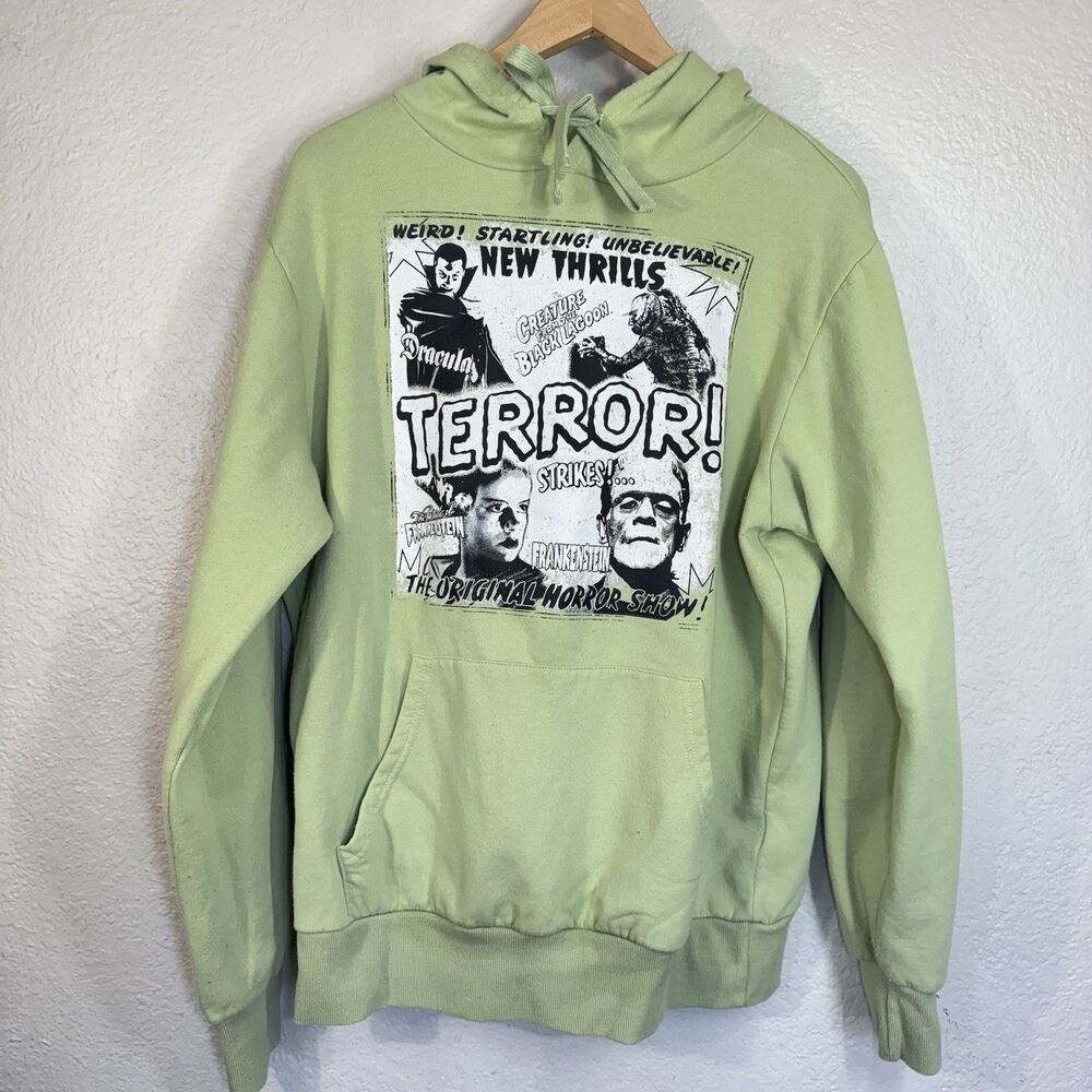 Universal City Monsters Hoodie Green Graphic Frankenstein Dracula Horror Retro M
